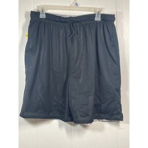 Athletic Works Mens‎ Reversible Basketball Shorts Black Silver Mesh Large 36/38